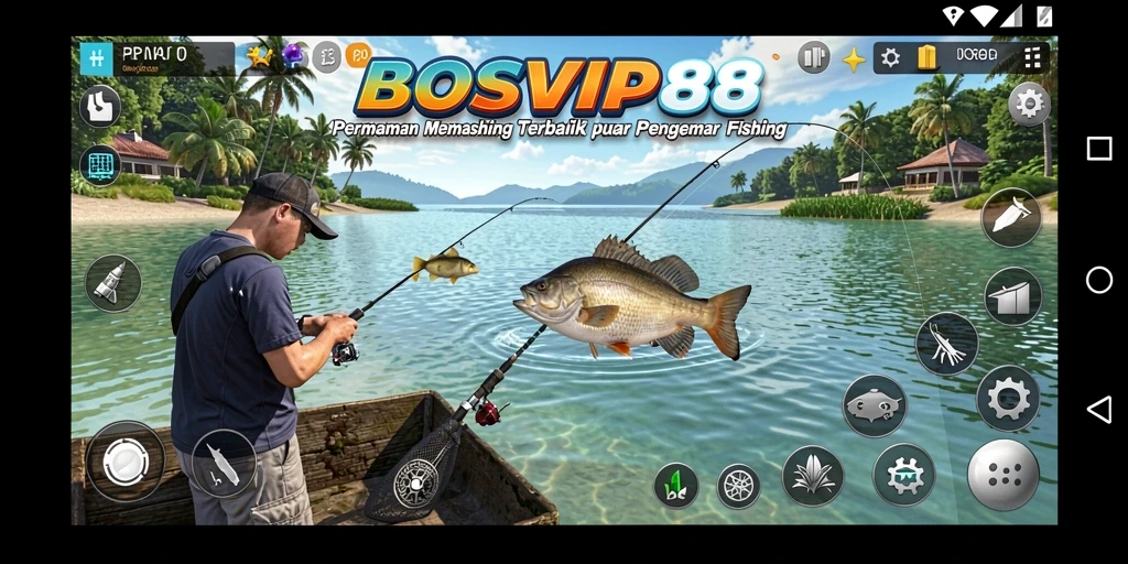 Tampilan gameplay <strong>BOSVIP88</strong> yang menakjubkan dengan suasana memancing yang realistis.