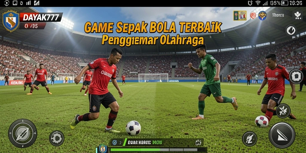 Tampilan gameplay seru dari DAYAK777 dengan aksi sepak bola yang mendebarkan.