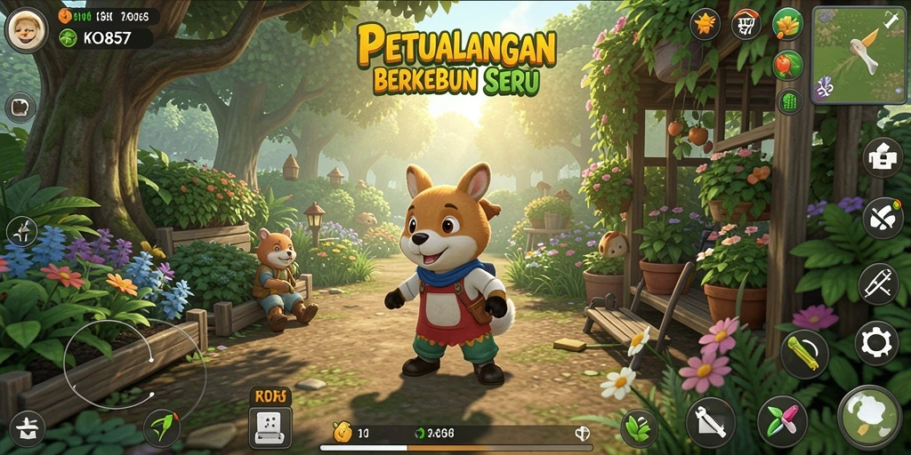 Tampilan menarik gameplay KO857 dengan kegiatan bertani.