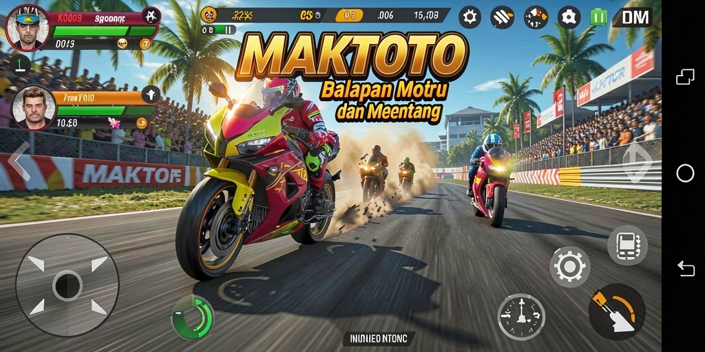 Gameplay balapan motor yang mendebarkan dan penuh aksi.
