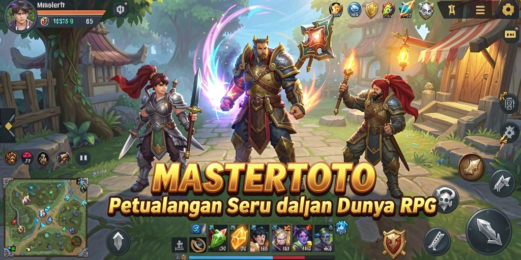 Tampilan gameplay seru di dunia RPG MASTERTOTO yang menakjubkan.