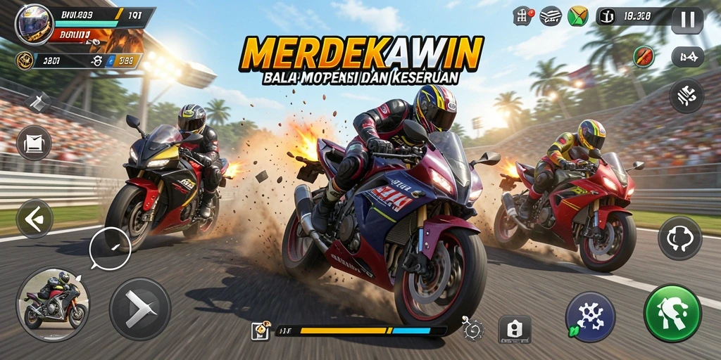 Tampilan gameplay seru saat berlomba di lintasan balap motor.