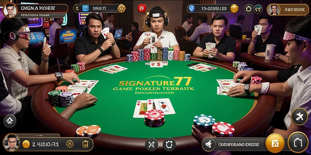 Screenshot gameplay SIGNATURE77 menampilkan momen seru dalam permainan Poker.