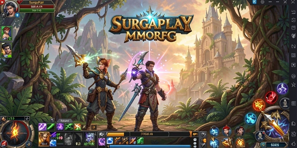 Tampilan gameplay menarik dari SURGAPLAY dalam dunia MMORPG.